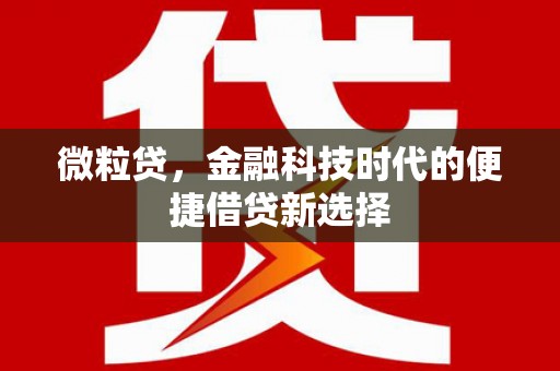 威信微粒贷，金融科技时代的便捷借贷新选择